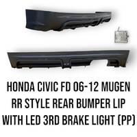 06-12 Honda Civic FD 8th Gen Mugen RR Style Rear Bumper Lip W/LED Single Outlet (PP)
